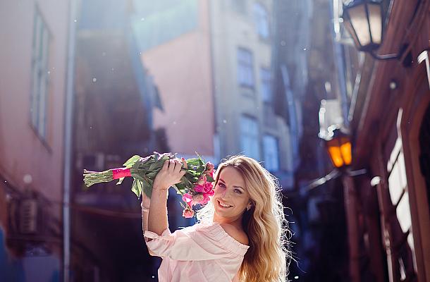 beautiful woman happy about spring