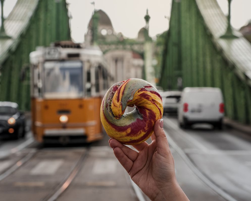 rainbow bagel at best bagel budapest 2026