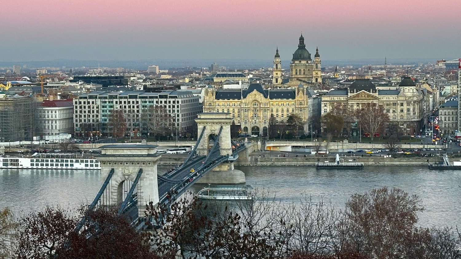 Chain Bridge over the Danube and the Basilica